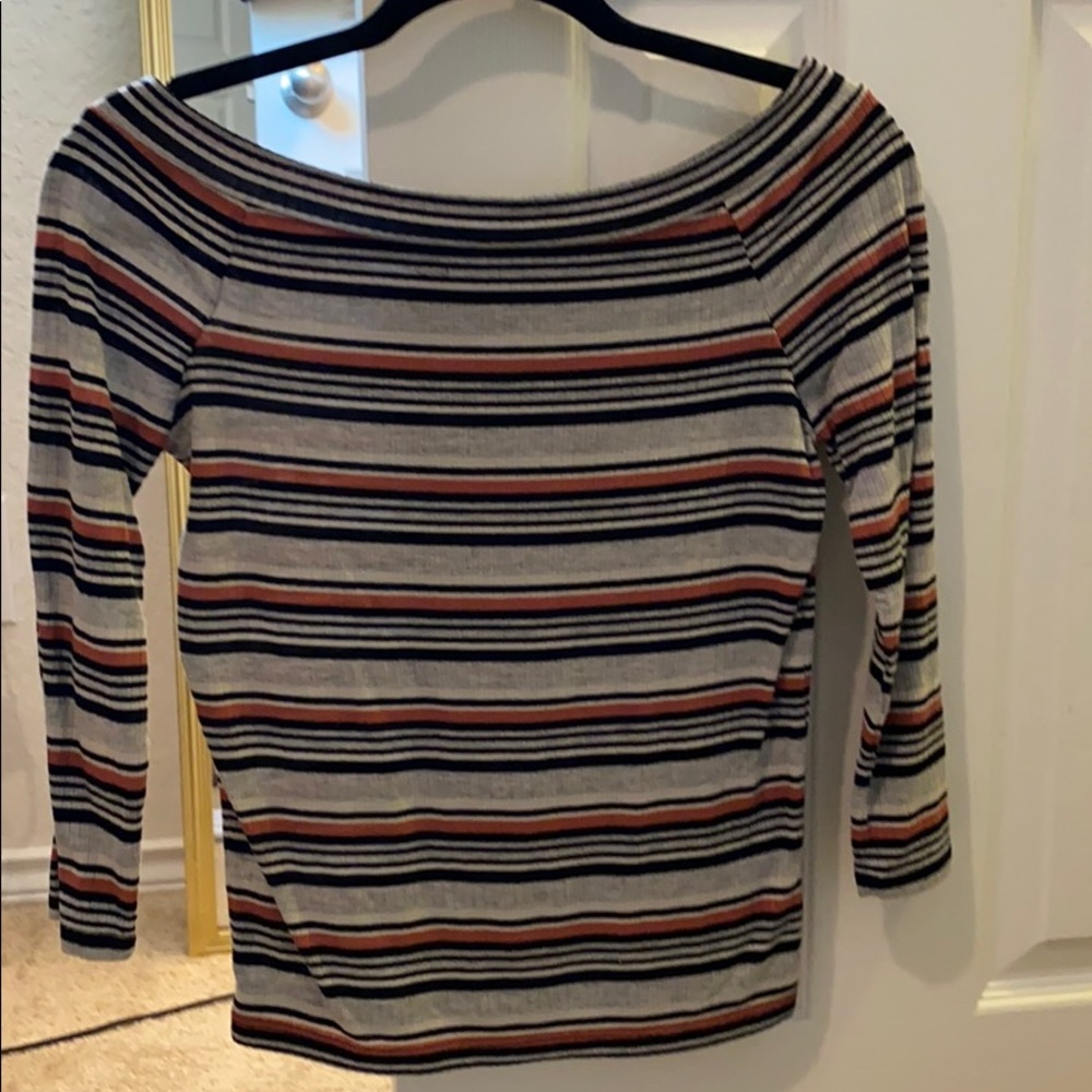 Off the shoulder striped shirt